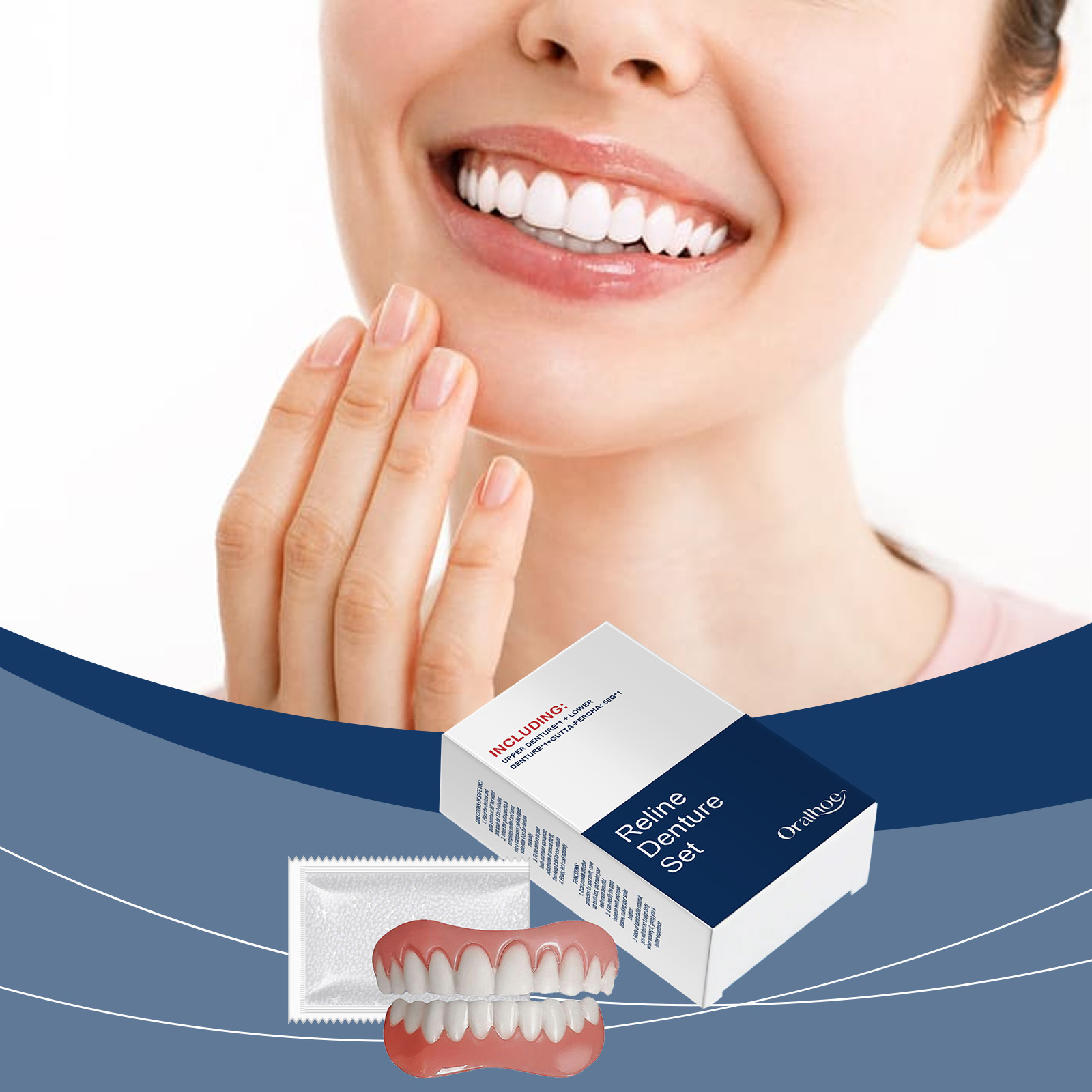 Teeth Whitening Veneers - False Teeth Dentures Temporary Tooth Oral