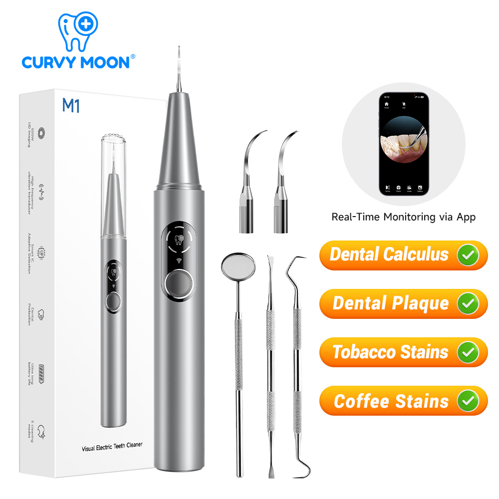 Teeth Whitening Kit Professional - CURVY MOON Visible Electric Ultrasonic Tooth