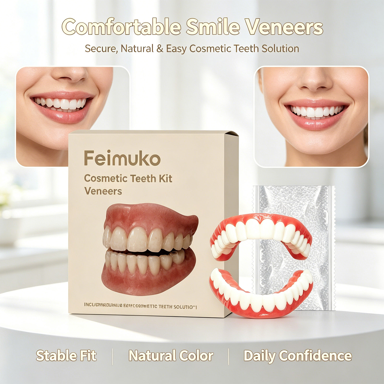 Teeth Whitening Veneers - Cosmetic Teeth Veneers Kit Denture Replacement