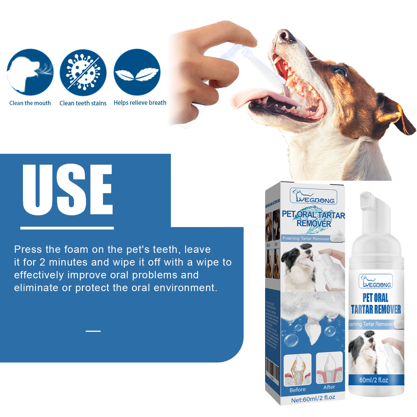 Yegbong Pet Tartar Remover Cle - Teeth Whitening Foam recension och pris