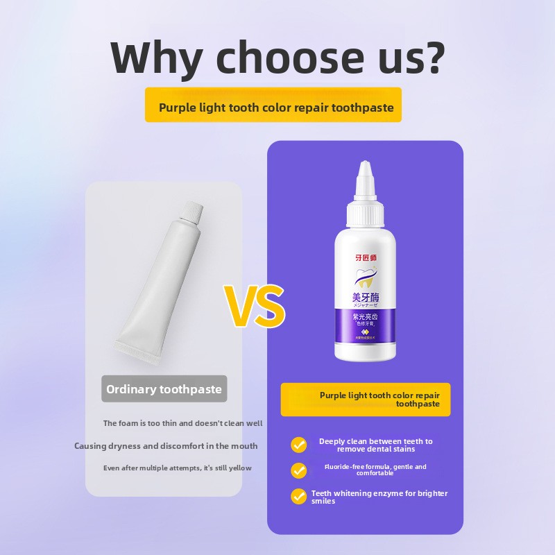 Purple Light Brightening Tooth - Teeth Whitening Enzymes recension och pris